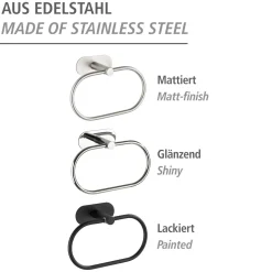 Wenko Turbo-Loc Edelstahl Handtuchring Orea Black Matt Handtuchhalter Befestigen ohne bohren