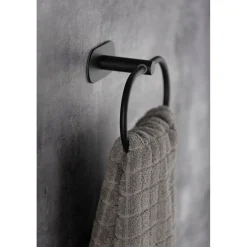 Wenko Turbo-Loc Edelstahl Handtuchring Orea Black Matt Handtuchhalter Befestigen ohne bohren