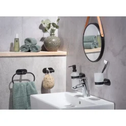 Wenko Turbo-Loc Edelstahl Handtuchring Orea Black Matt Handtuchhalter Befestigen ohne bohren