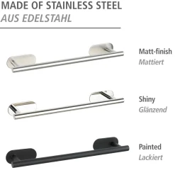 Wenko Turbo-Loc Edelstahl Badetuchstange Orea Black Matt Handtuchhalter Befestigen ohne bohren