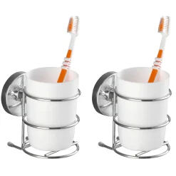 Wenko Vacuum-Loc Wand Zahnputzbecher Milazzo 2er Set Befestigung ohne bohren