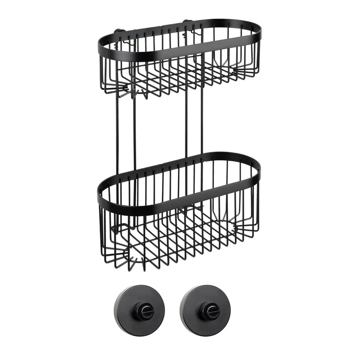 Wenko Wandregal 2 Etagen Classic Plus Black mit Vacuum-Loc Adapter Befestigen ohne bohren