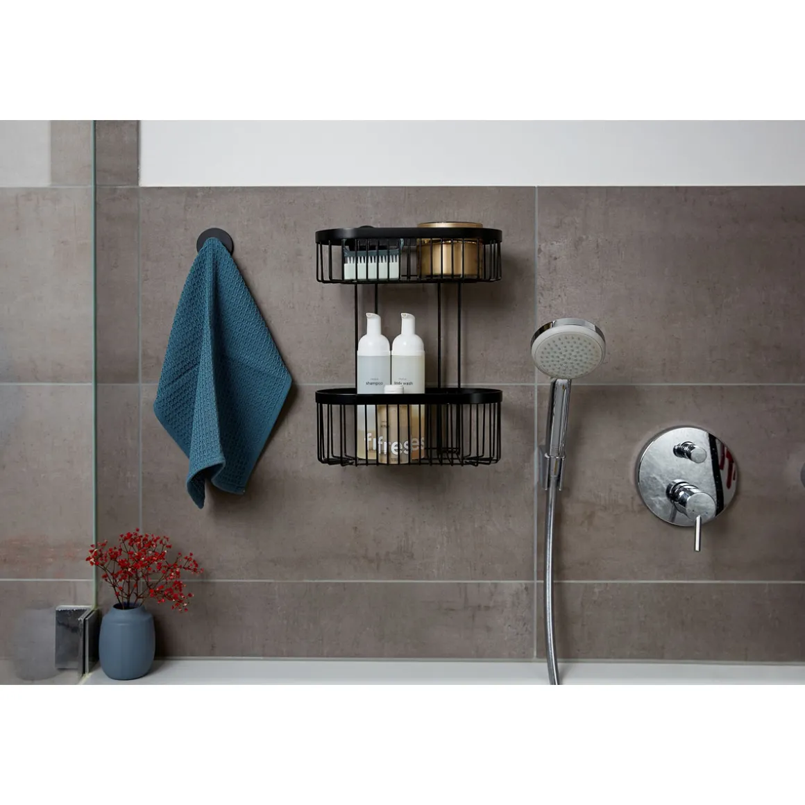 Wenko Wandregal 2 Etagen Classic Plus Black mit Vacuum-Loc Adapter Befestigen ohne bohren