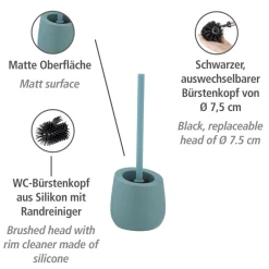 Wenko WC-Garnitur Badi Blaugrau Keramik WC-Bürstenhalter