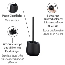 Wenko WC-Garnitur Badi Schwarz Keramik WC-Bürstenhalter