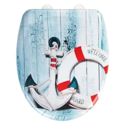 Wenko WC-Sitz Duroplast Welcome board Schnellbefestigung aus rostfreiem Edelstahl antibakterieller Duroplast