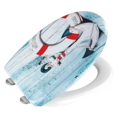 Wenko WC-Sitz Duroplast Welcome board Schnellbefestigung aus rostfreiem Edelstahl antibakterieller Duroplast