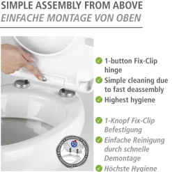Wenko WC-Sitz Polar mit Hochglanz-Oberfläche Toilettensitz mit Absenkautomatik Schnellbefestigung aus bruchstabilem Thermoplast