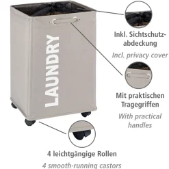 Wenko Wäschesammler Quadro Taupe Wäschekorb 79 l