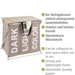 Wenko Wäschesammler Trio Top Taupe Wäschekorb 118 l