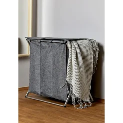 Wenko Wäschesammler Trio Top Grau meliert Wäschekorb 118 l