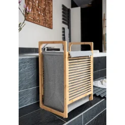 Wenko Wäschetruhe Bahari aus Bambus Wäschekorb 43 l