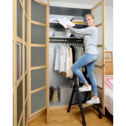 Wenko Alu-Design Klapptrittleiter, 2-stufig, schwarz