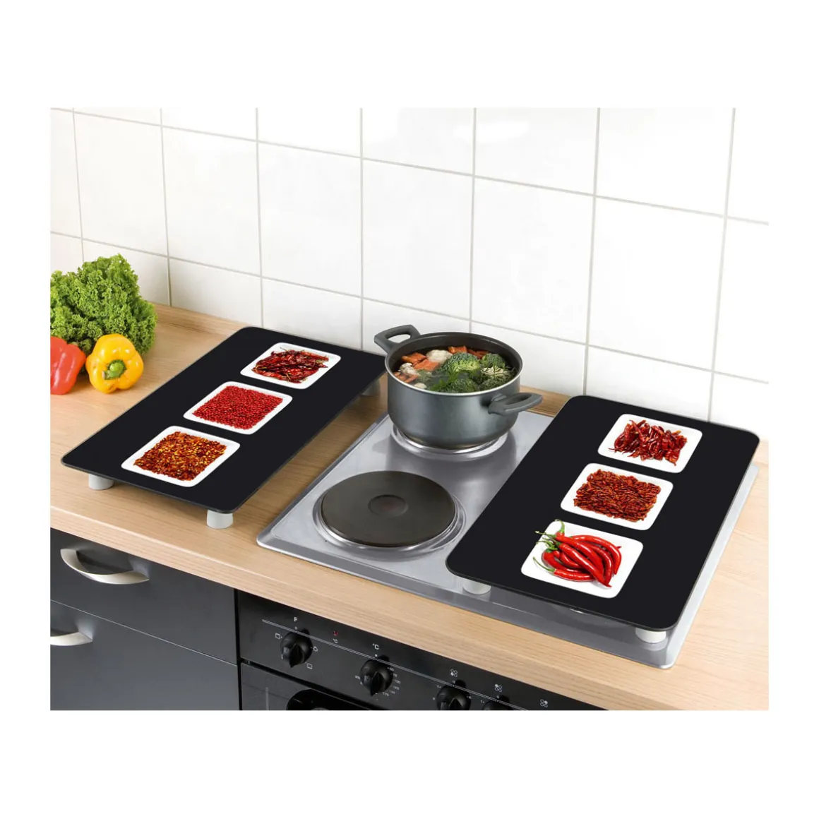 Wenko Herdabdeckplatte Chili 2er Set