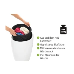 Wenko Hocker Candy weiß mit Wäschesack