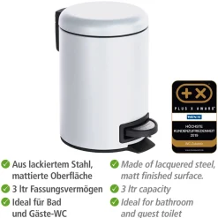 Wenko Kosmetik Treteimer Leman weiß 3 L