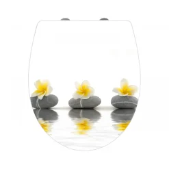 Wenko Premium WC-Sitz Stones with Flower antibakteriell mit Absenkautomatik