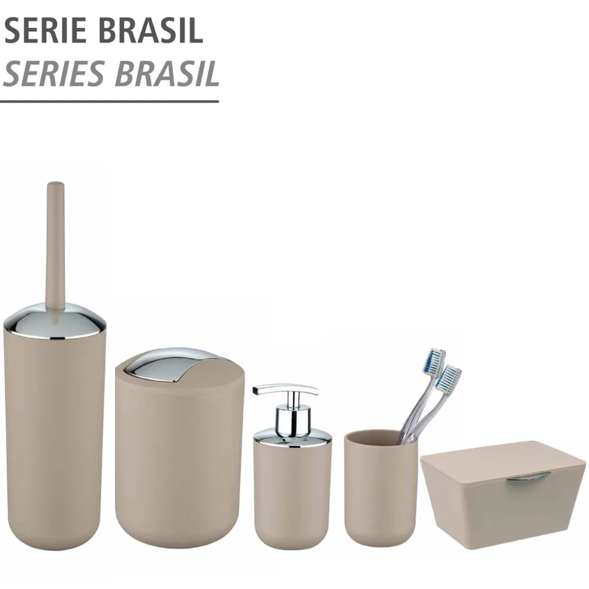 Wenko Schwingdeckeleimer Brasil S taupe 2 L