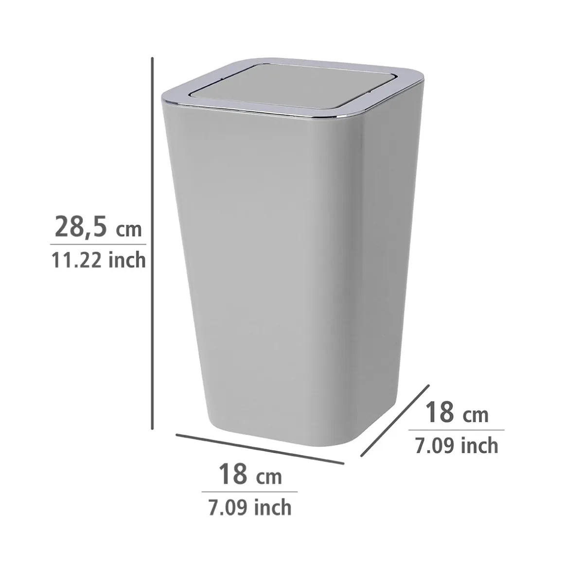 Wenko Schwingdeckeleimer Candy grau 6 L