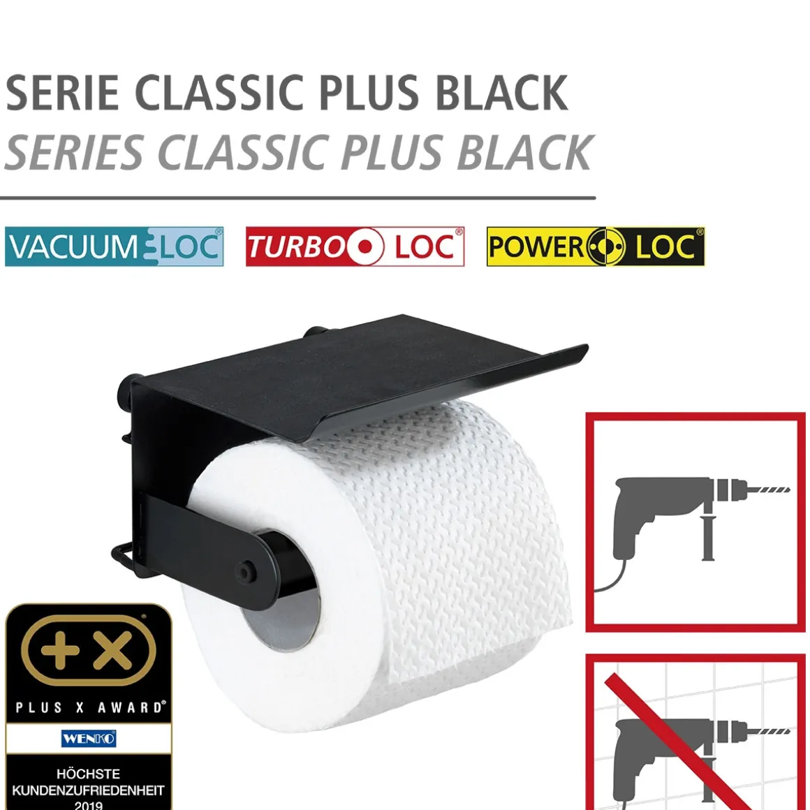 Wenko Toilettenpapierhalter Classic Plus schwarz