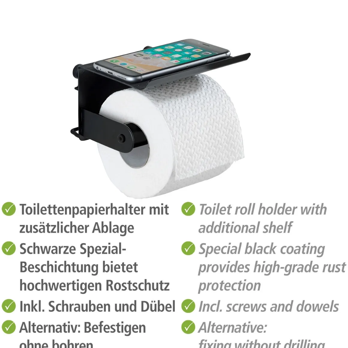 Wenko Toilettenpapierhalter Classic Plus schwarz