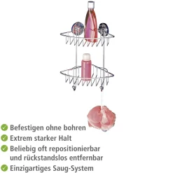 Wenko Vacuum-Loc Eckregal Bari 2 Etagen