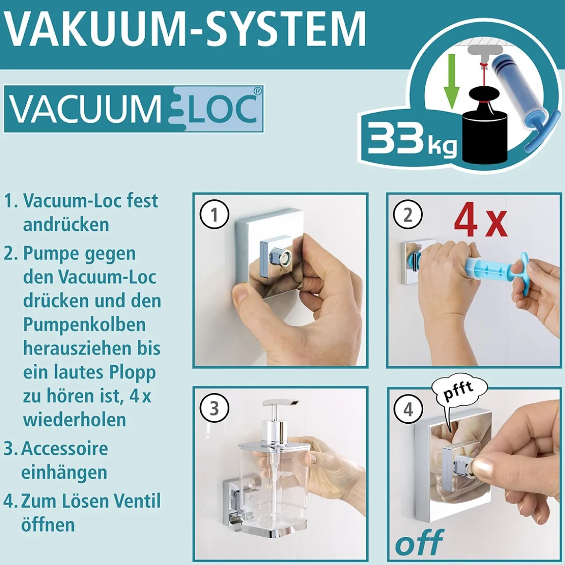 Wenko Vacuum-Loc Toilettenpapierhalter Cover Quadro