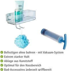 Wenko Vacuum-Loc Wandablage Quadro mit Haken
