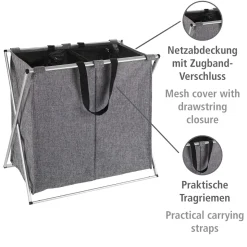 Wenko Wäschesammler Duo grau meliert 120 l