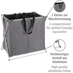 Wenko Wäschesammler Duo grau meliert 120 l