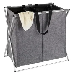 Wenko Wäschesammler Duo grau meliert 120 l