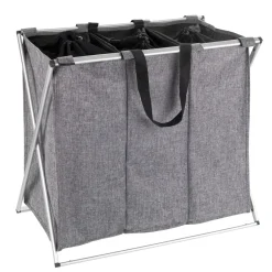 Wenko Wäschesammler Trio grau meliert 130 l
