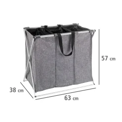 Wenko Wäschesammler Trio grau meliert 130 l