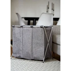 Wenko Wäschesammler Trio grau meliert 130 l