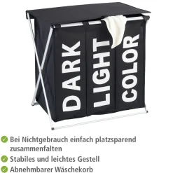Wenko Wäschesammler Trio schwarz 118 l