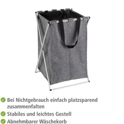 Wenko Wäschesammler Uno grau meliert 52 l