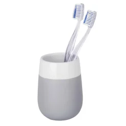 Wenko Zahnputzbecher Malta grau/weiß