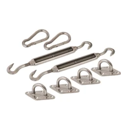 Windhager Befestigungsset für Sonnensegel 2 x Spannanker 2 x Karabinerhaken 4 x Halteösen Edelstahl