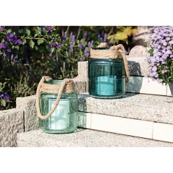 Windlicht Viseo 20 x 26 cm dunkelgrün/türkis