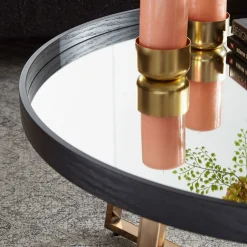 Wohnling Design Couchtisch, Rund, 78 cm, Dunkel-Gold