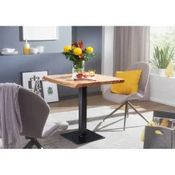 Wohnling Esstisch „Baumkante“, 80x75x75 cm, Akazie Massivholz