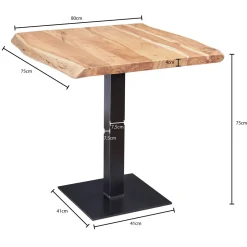 Wohnling Esstisch „Baumkante“, 80x75x75 cm, Akazie Massivholz