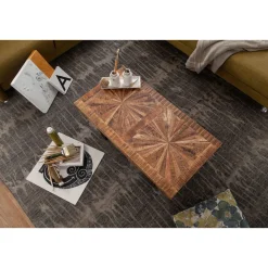 Wohnling Moderner Couchtisch Mango Massivholz 105 x 40 x 55 cm