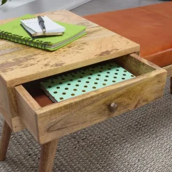 Wohnling Sitzbank „Salim“, Ziegenleder, 100x52x38 cm