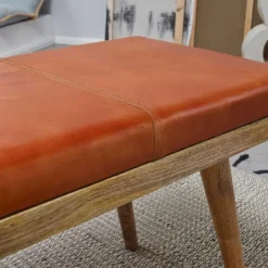 Wohnling Sitzbank „Salim“, Ziegenleder, 100x52x38 cm