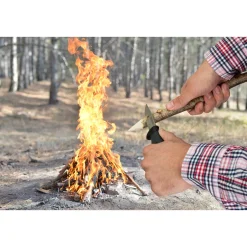 Wolfcraft Outdoormesser mit glatter Klinge und Köcher