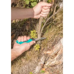 Wolfcraft Outdoormesser mit gezahnter Klinge und Köcher