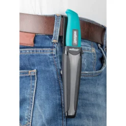 Wolfcraft Outdoormesser mit gezahnter Klinge und Köcher